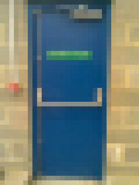 Image of personnel doors by dock solutions fitted with crash bar